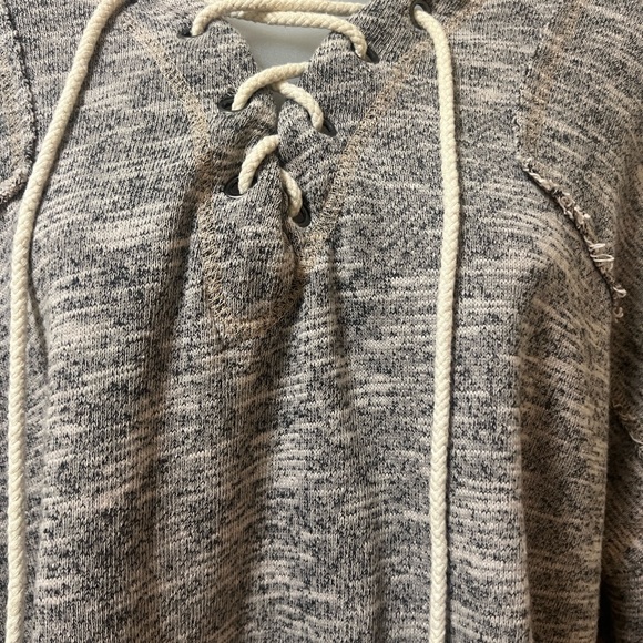 Easel Heathered Gray Lace-Up Hoodie - Picture 2 of 8
